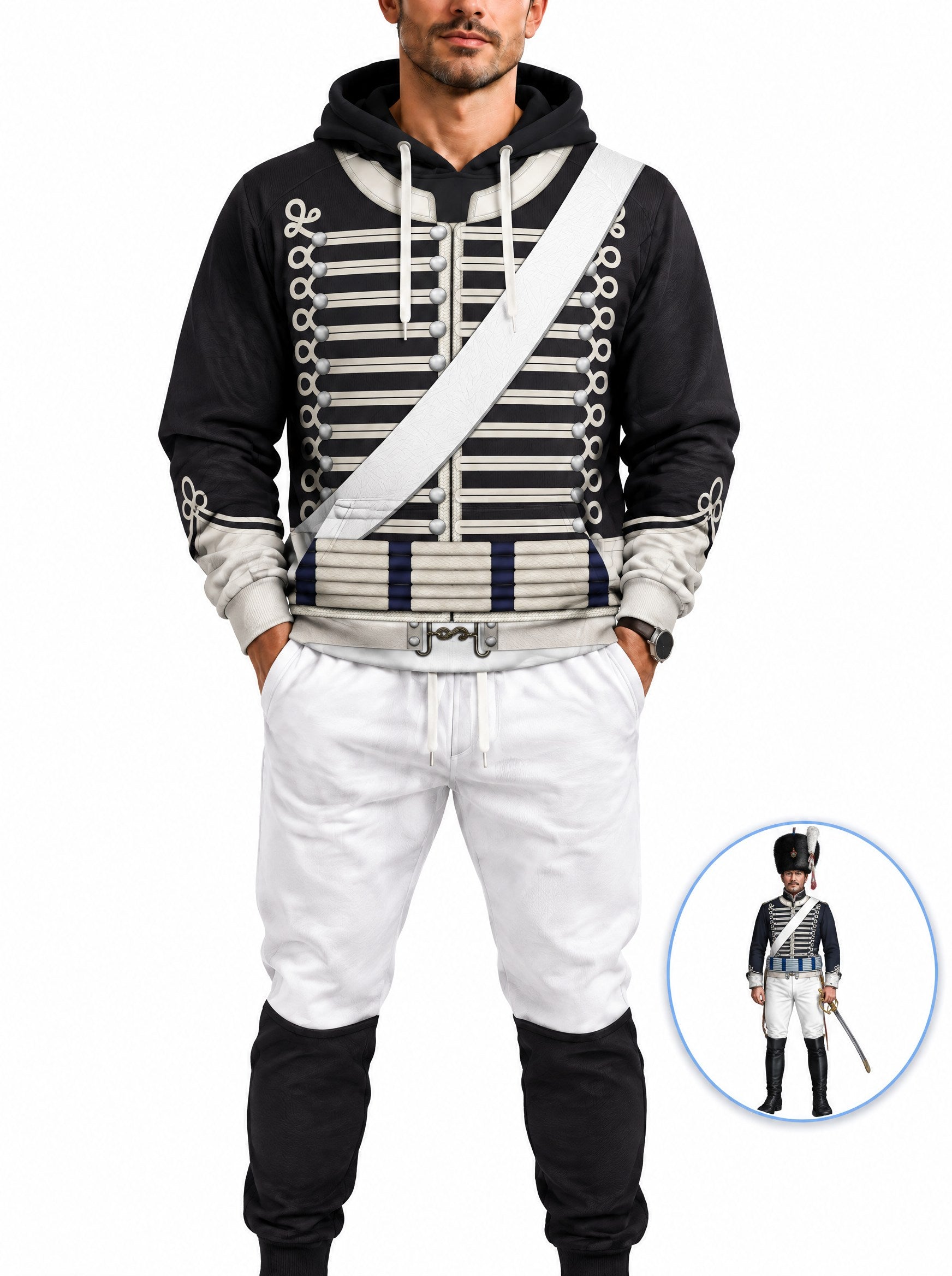 homecostumes hb british 18th hussar full dress 1806 1815 uniform all over print hoodie sweatshirt t shirt tracksuit cshbc020 costumes cosplay