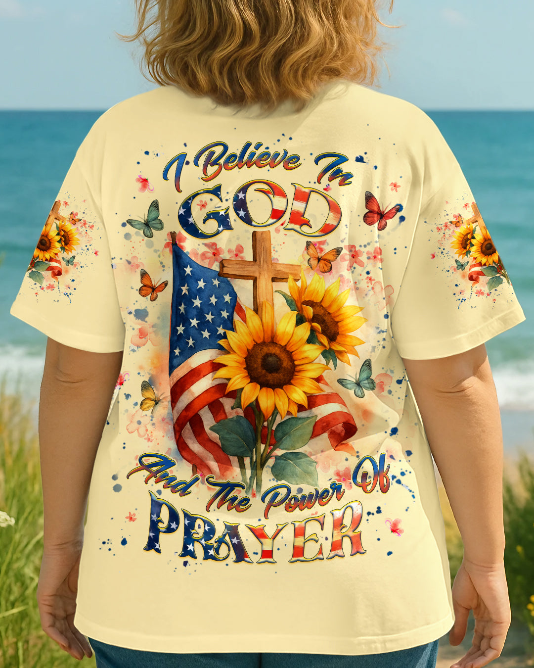 Faith IBelieveInGodSunflowerWomen_sAllOverPrintShirt Yhhg2207252