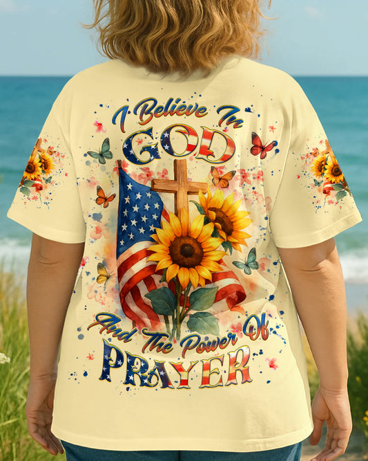 Faith IBelieveInGodSunflowerWomen_sAllOverPrintShirt Yhhg2207252