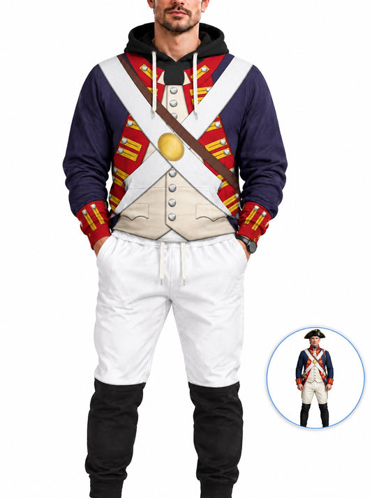 homecostumes hb british foot artillery 1776 1783 uniform all over print hoodie sweatshirt t shirt tracksuit cshbc017 costumes cosplay