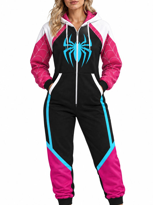 homecostumes pink white web dancer heroine halloween one piece onesie costumes cosplay