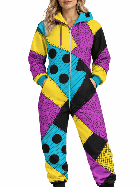homecostumes spooky patchwork stitched ragdoll gothic halloween one piece onesie costumes cosplay