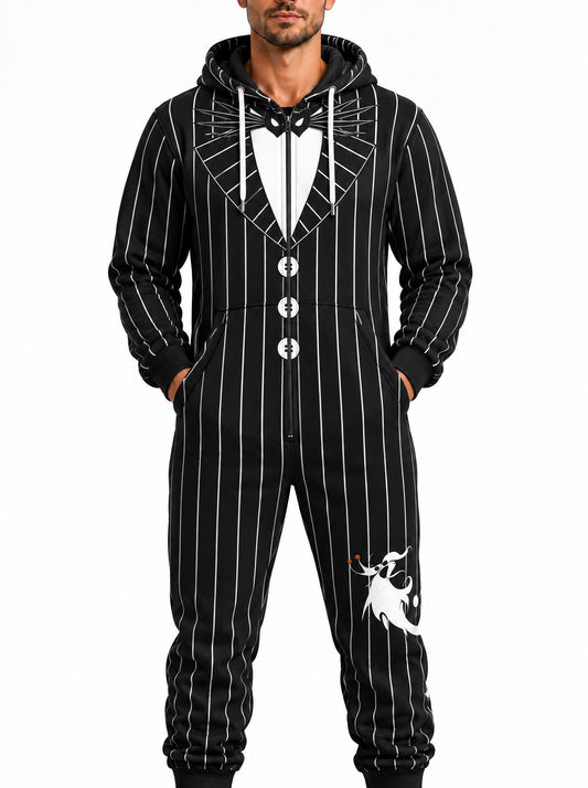 homecostumes spooky skeleton pumpkin king pinstripe bat halloween one piece onesie costumes cosplay