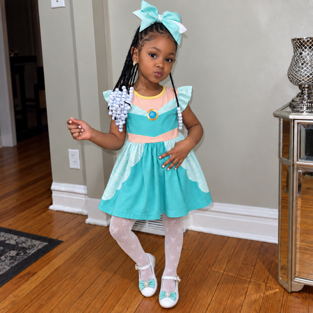 Review by Olivia Jane Martinez - Arabian Princess Teal Kid Dress 3018