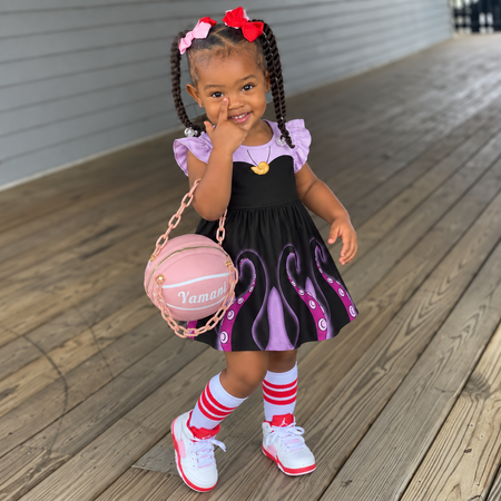 Review by Victoria Marie Clark - Wicked Deep Sea Sorceress Dark Purple Tentacle Ocean Witch Kid Dress